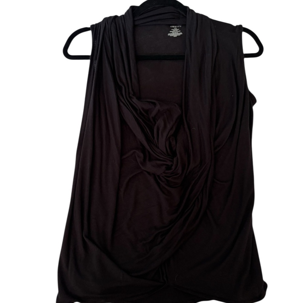 Jennifer Lopez Sleeveless Black Draped Top size XS